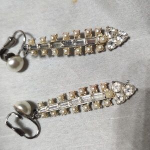 Vintage Rhinestone necktie clip earrings